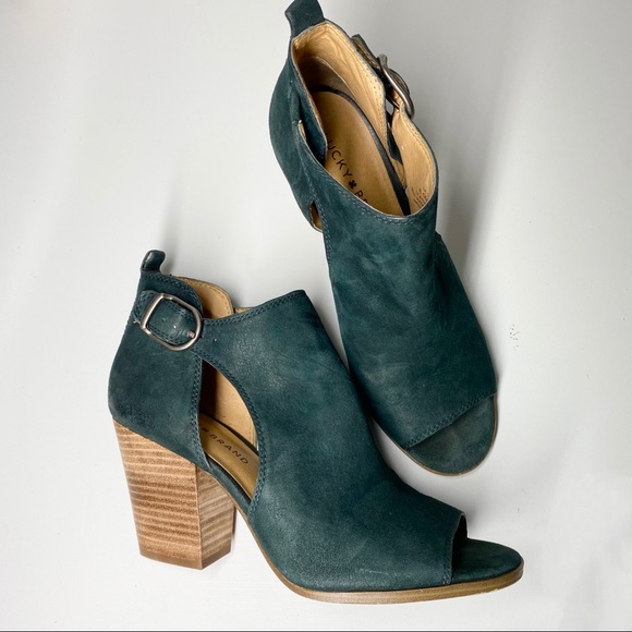 Lucky Brand Shoes - LUCKY BRAND Genuine Leather Suede Peep Toe Cutout Heel Bootie 8.5